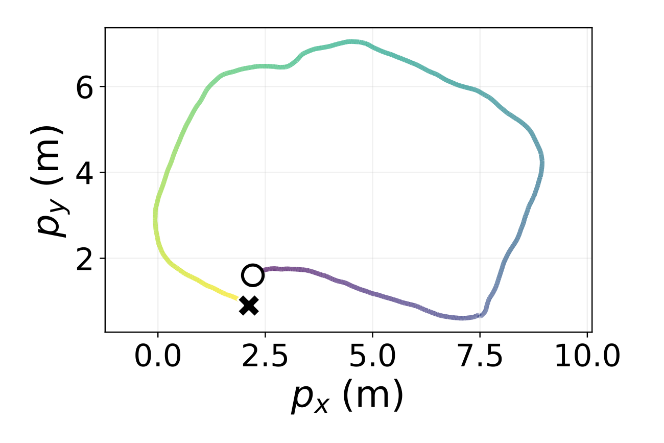 Planar position trajectory, aquatic locomotion