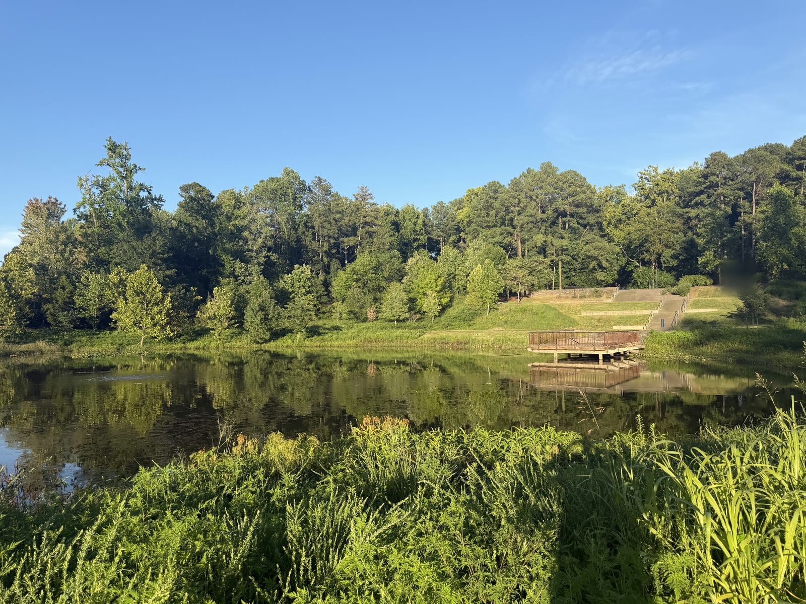 Pond and viewing platform at the testing location